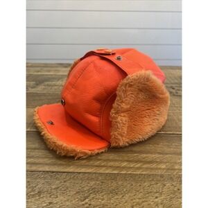 Vintage Blaze Orange Kmart Insulated Hunting Hat Ear Flaps Small